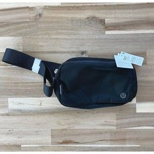 Lululemon Everywhere Belt Bag Black Sliver Logo Silver Hardware Womens Fanny New